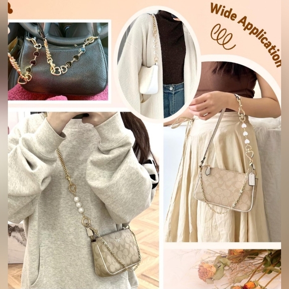 5Pcs White and Black Bag Extenders In Gold Chains with Pearls. New In Box - Picture 4 of 7